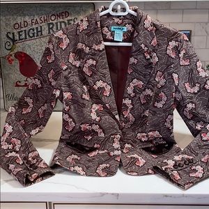 NWOT KENZIEGiRL FLORAL JACKET W SATIN TRIM